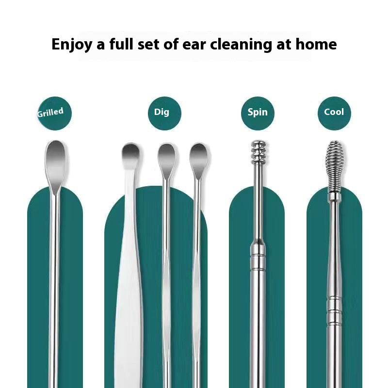 Stainless Steel Ear Pick Set with Keychain Case