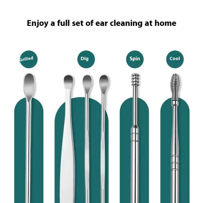 Stainless Steel Ear Pick Set with Keychain Case