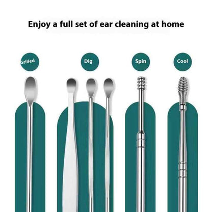 Stainless Steel Ear Pick Set with Keychain Case