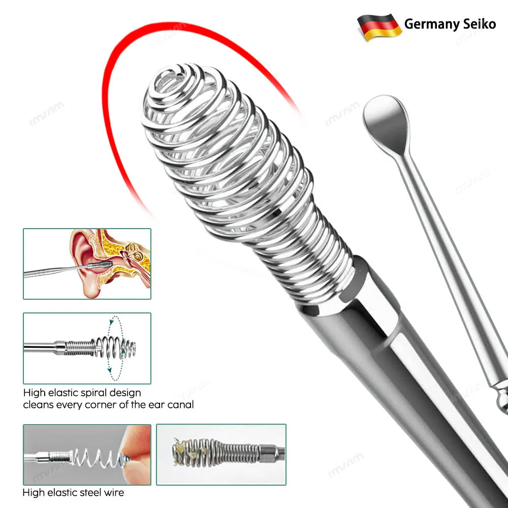 Stainless Steel Ear Pick Set with Keychain Case